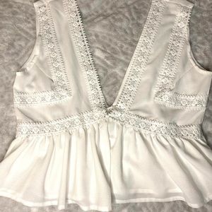 Large White peplum top